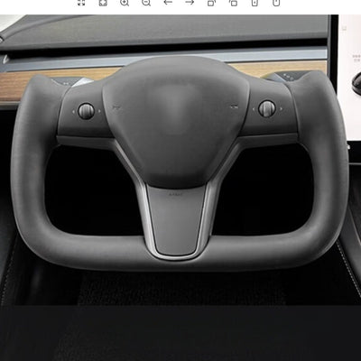 Yoke Steering Wheel Nappa Leather without Front Trim for Tesla Model 3 / Y 2017-2023 TOPCARS